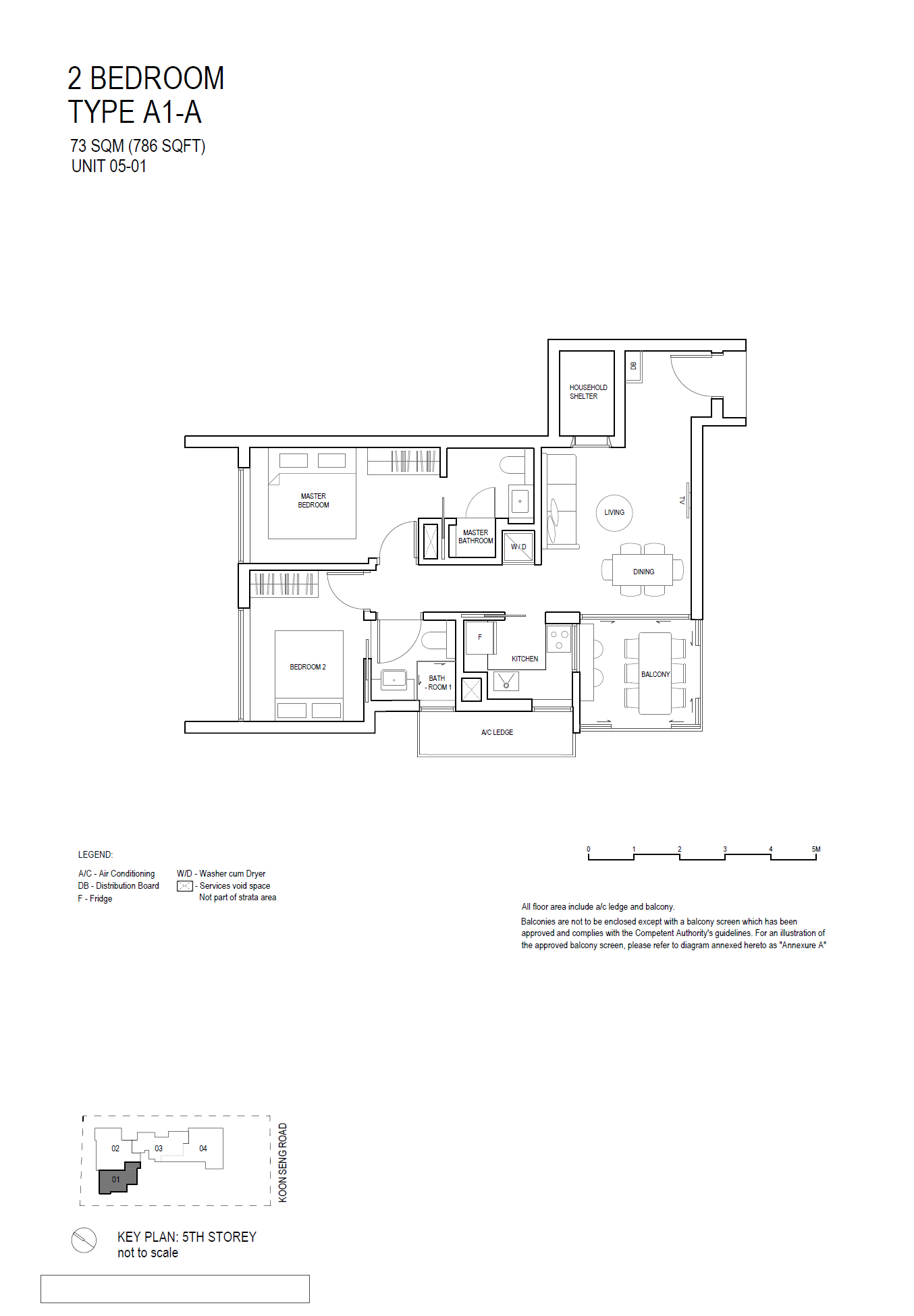 Koon Seng House 1 Bedroom Floor Plan 1