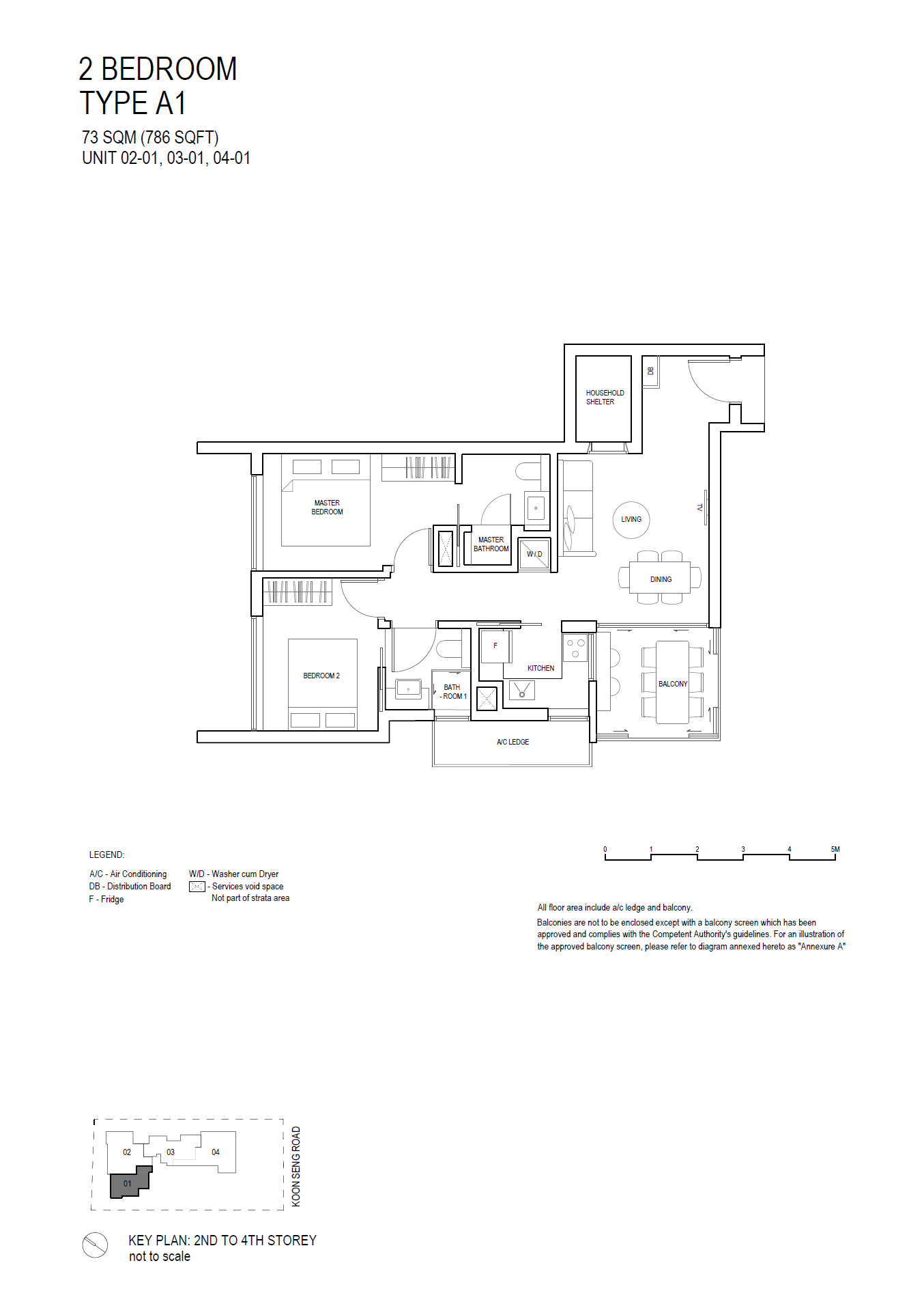 Koon Seng House 1 Bedroom Floor Plan 2