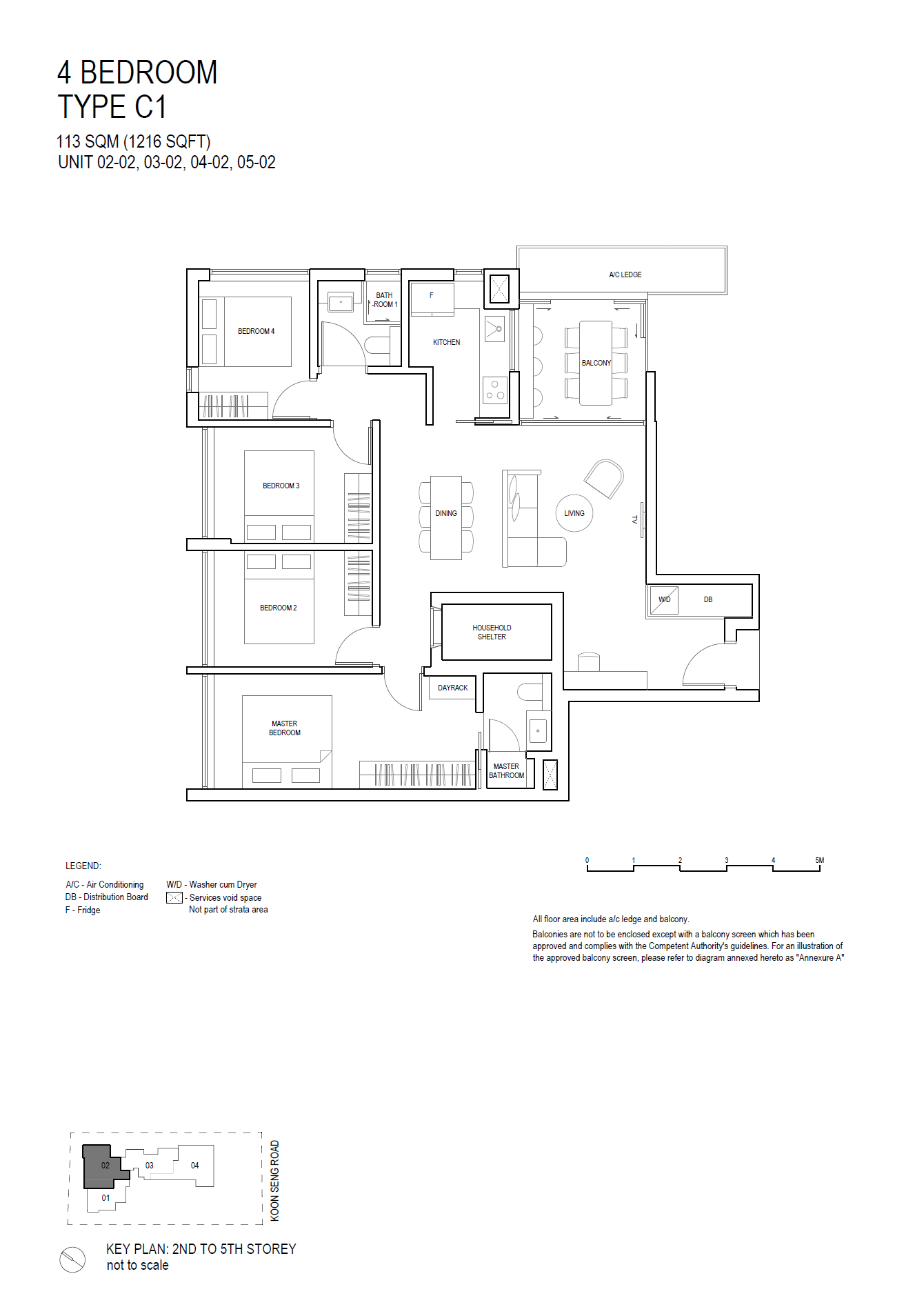Koon Seng House 1 Bedroom Floor Plan 4